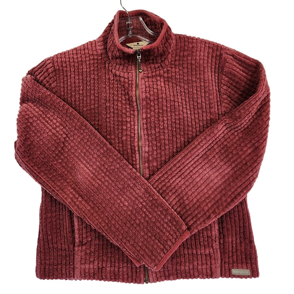 Woolrich XS Black Cherry Red Corduroy Full Zip Jacket Gorpcore Cabin Outdoor